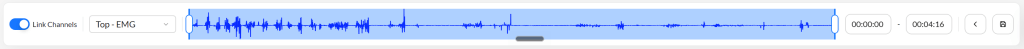 A visual representation of an audio waveform displaying sound levels over a time duration of approximately 4 minutes and 16 seconds.